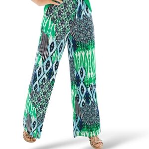 Chicos Travelers Slinky Knit Palazzo Wide Leg Pants Batik Print Size XL 16